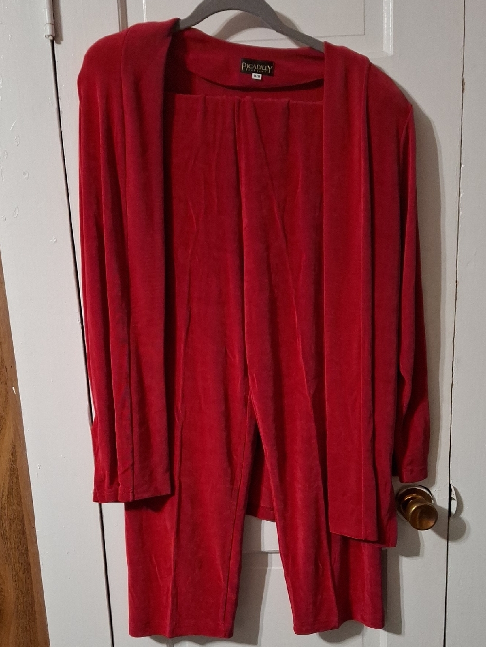 Picadilly Fashion Red Open-Front Velvet Cardigan (Mis216)